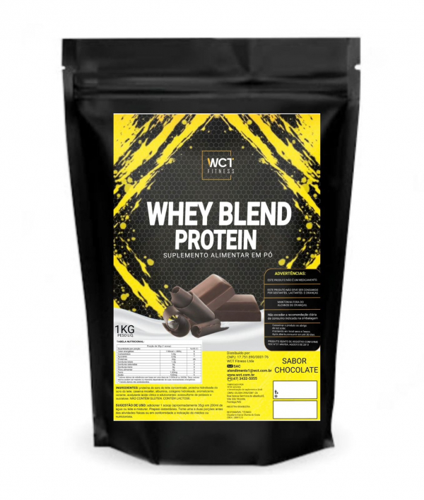 Suplemento Whey Protein Blend Chocolate refil 1kg da WCT Fitness