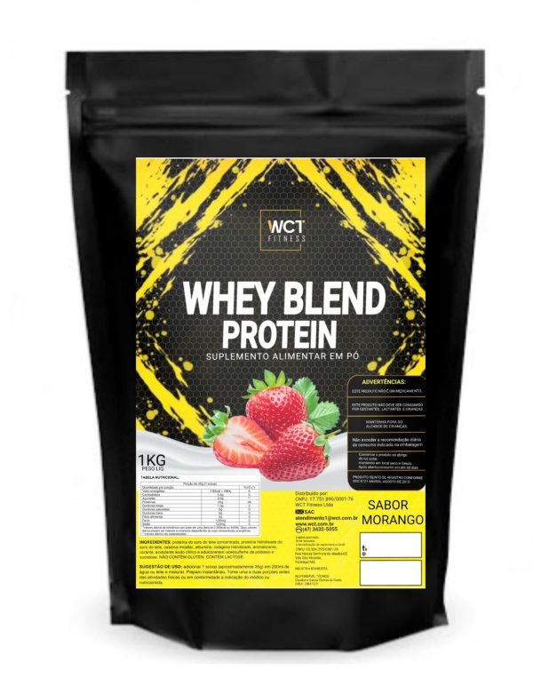 Suplemento Whey Protein Blend Morango refil 1kg da WCT Fitness