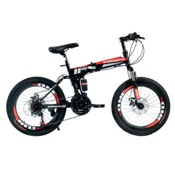 Bicicleta Aro 20 Bike 21 Vel Marchas CityFold Freio a Disco Quadro Aço Carbono Cor Preto Vermelho - WCT FITNESS
