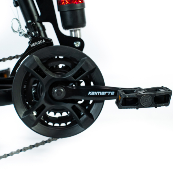 Bicicleta Aro 20 Bike 21 Vel Marchas CityFold Freio a Disco Quadro Aço Carbono Cor Preto Vermelho - WCT FITNESS - Image 4