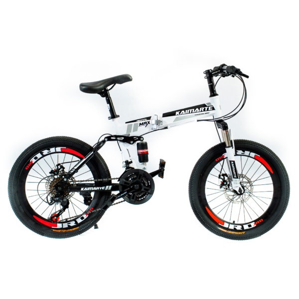 Bicicleta Aro 20 Bike 21 Vel Marchas CityFold Freio a Disco Quadro Aço Carbono Cor Branco Preto - WCT FITNESS