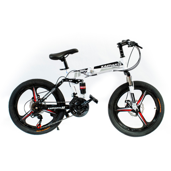 Bicicleta Aro 20 CityFold Bike 21 Vel Marchas Freio a Disco Quadro Aço Carbono Cor Branco Preto - WCT FITNESS