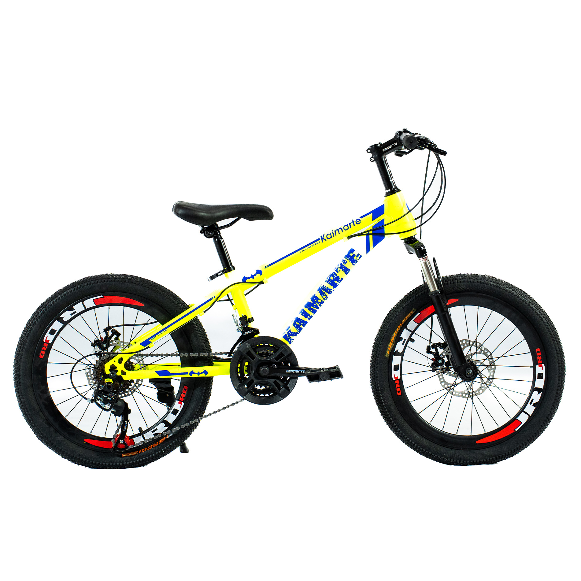 Bicicleta Aro 20 Bike 21 Vel Marchas MiniTrail Freio a Disco Quadro Aço Carbono Cor Amarelo Azul - WCT FITNESS