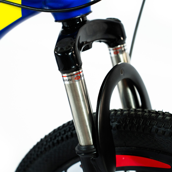 Bicicleta Aro 20 Bike 21 Vel Marchas MiniTrail Freio a Disco Quadro Aço Carbono Cor Azul Amarelo - WCT FITNESS - Image 5