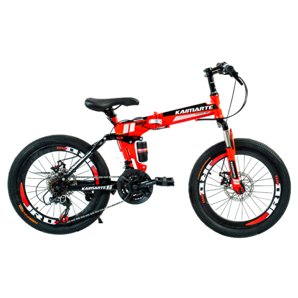 Bicicleta Aro 20 Bike 21 Vel Marchas CityFold Freio a Disco Quadro Aço Carbono Cor Vermelho Preto - WCT FITNESS
