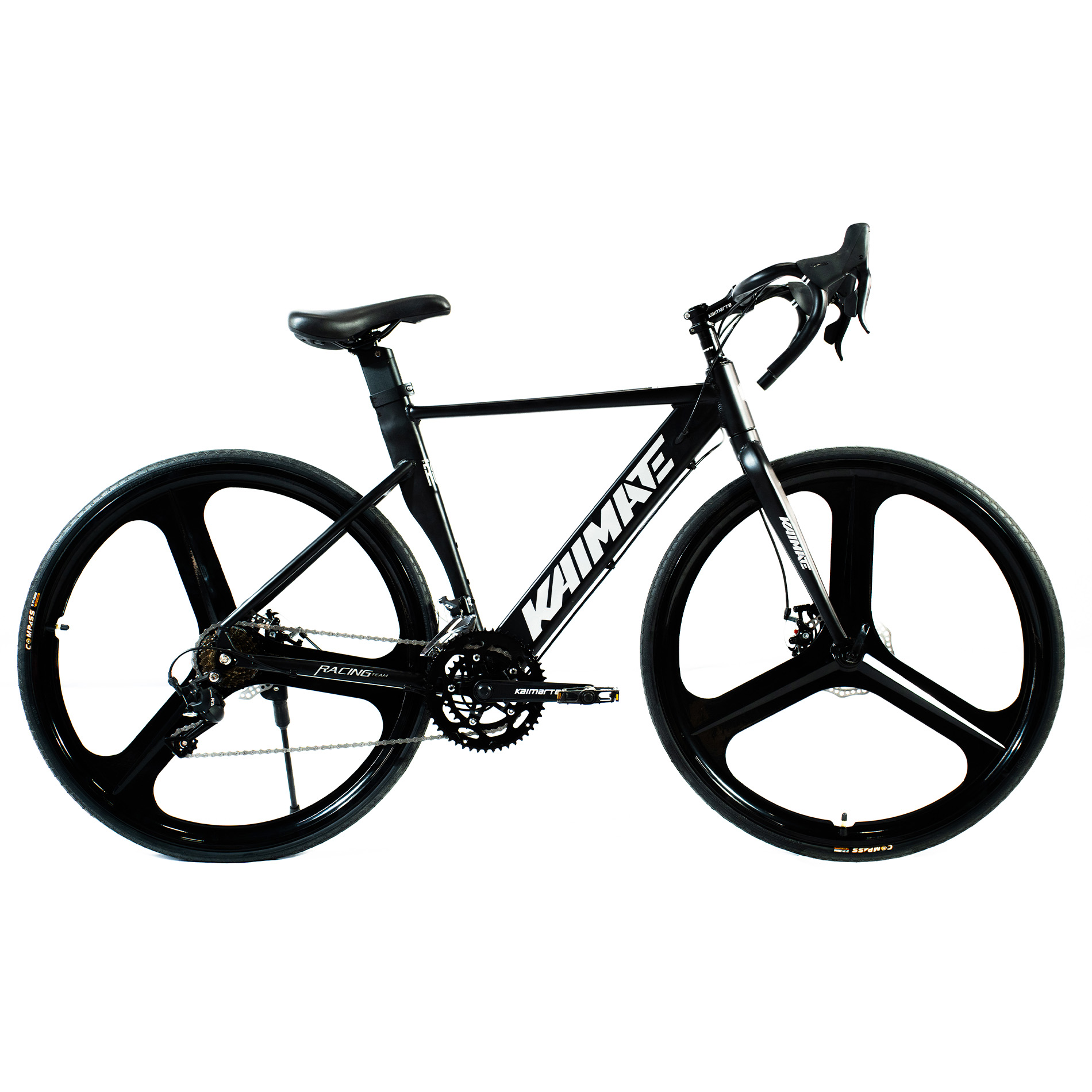 Bicicleta Speed Aro 700 Bike 16V AeroEdge Roda Liga de Alumínio Magnésio Freio a Disco Quadro Alumínio Resistente Leve Cor Preto - WCT FITNESS